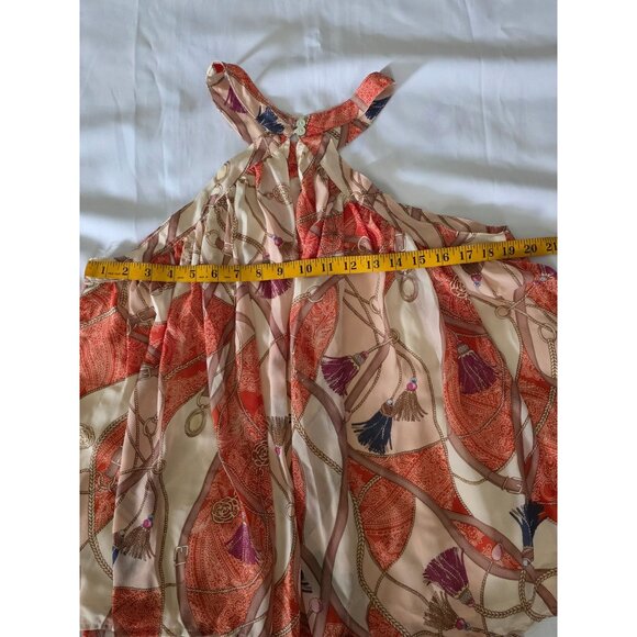 ENTRO Orange & Pink Boho Style Tassel Print Flowy Halter Top Size Large - Picture 8 of 9